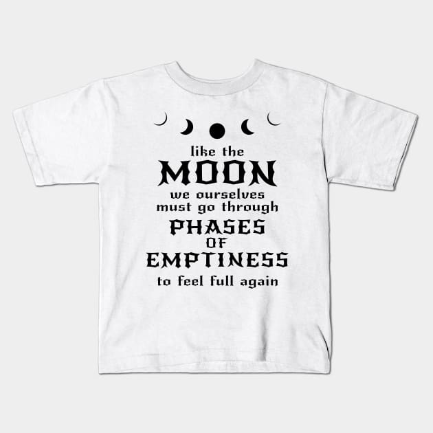 Moon Phases of Emptiness Kids T-Shirt by INpressMerch
